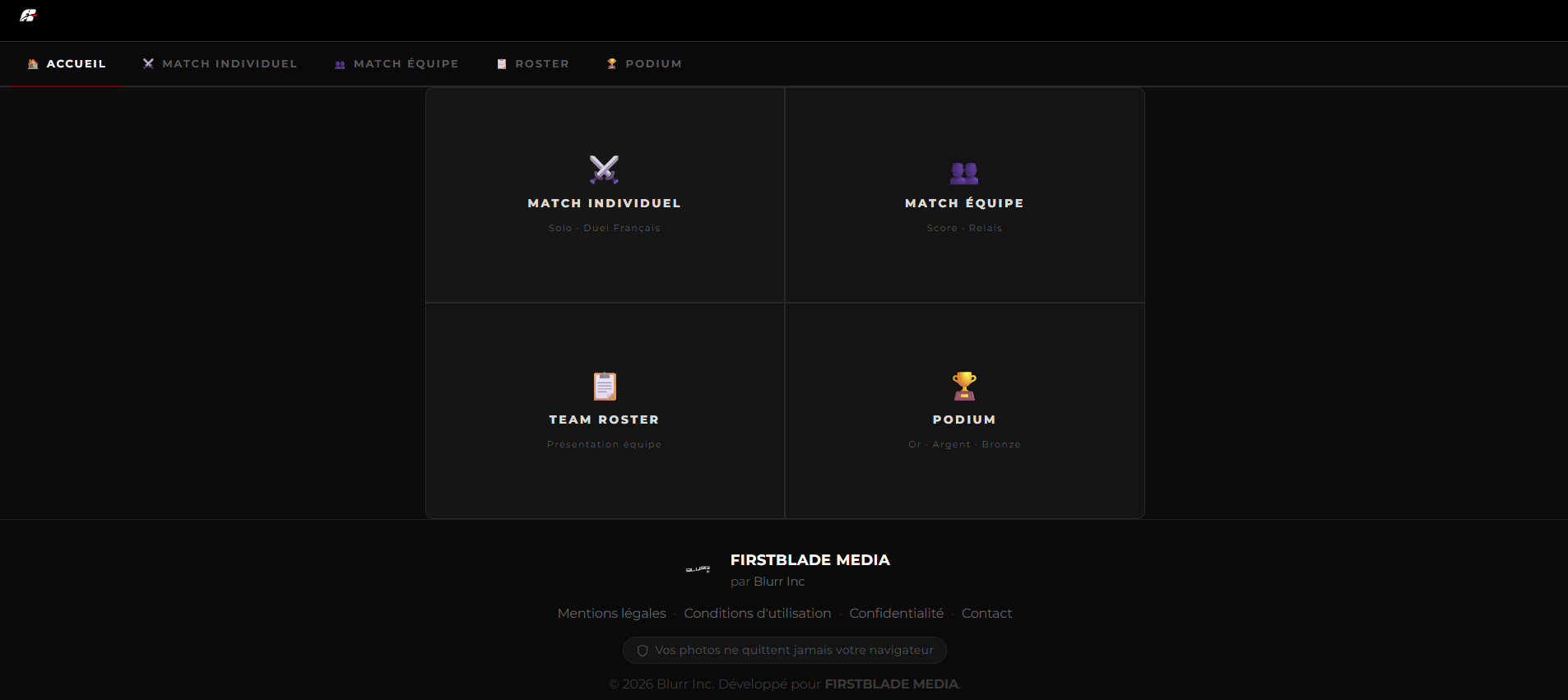 Interface développée pour Firstblade Media